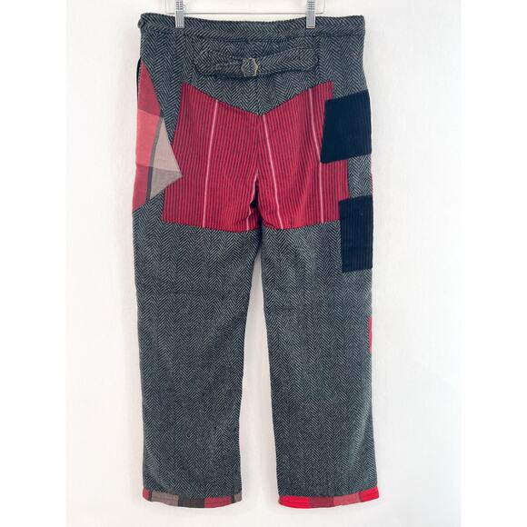 NEW Free People Sandrine Rose Reclaimed Women's Patchwork Pants 30 Red Gray - Picture 6 of 7
